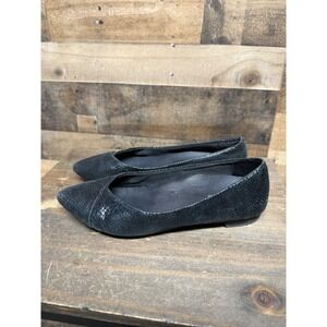 Vionic Caballo Black Snakeskin Embossed Leather Pointed Toe Flats 359CABALLO 6.5